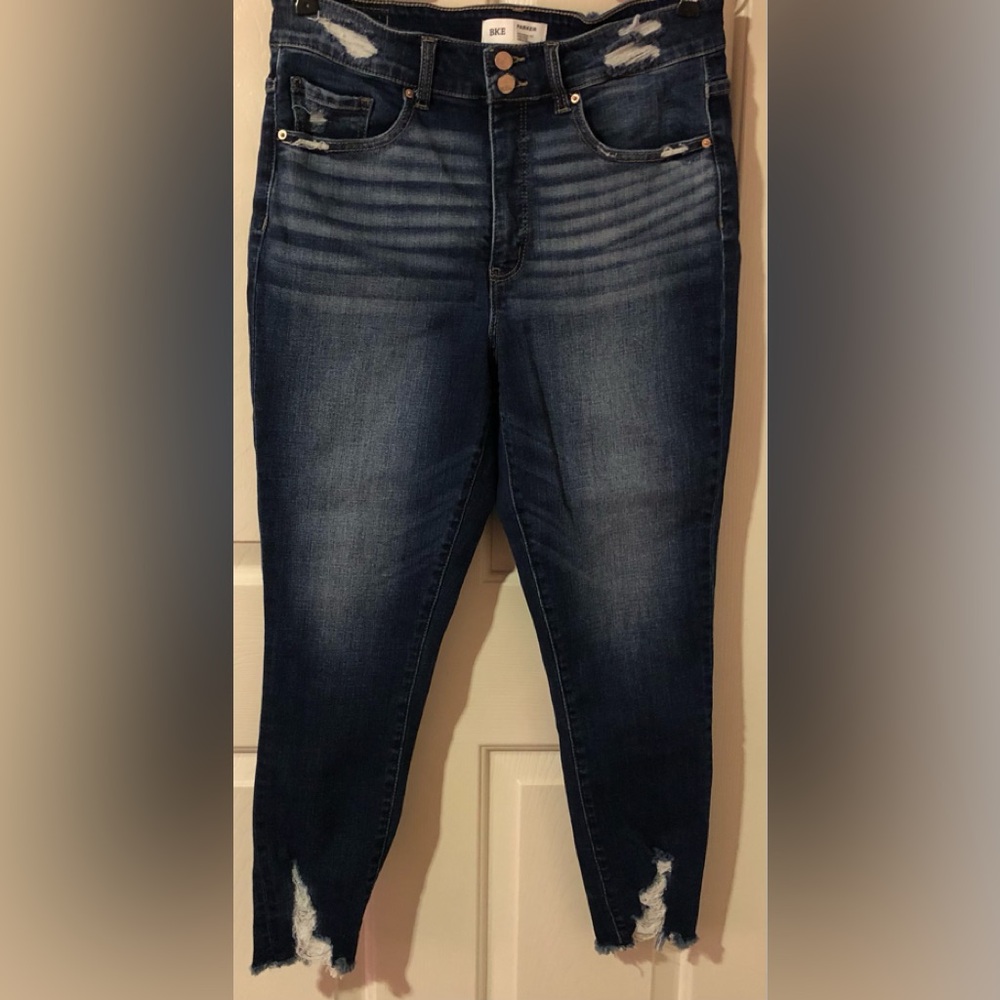 BKE Women's Parker Distressed Universal Fit High Rise Skinny Ankle Jeans Sz 31